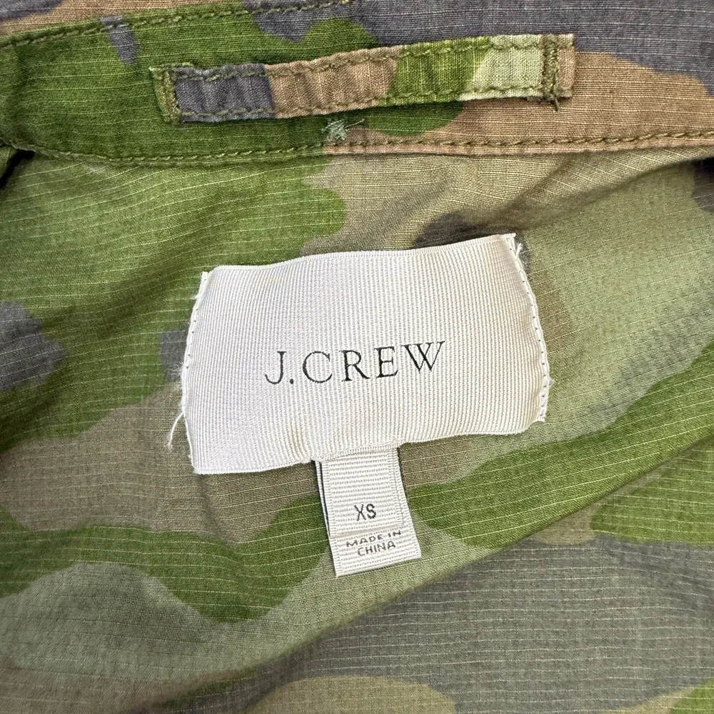 J Crew Jacket Women XS Green Camo Military Parka Utility Adjustable Ripstop Hood